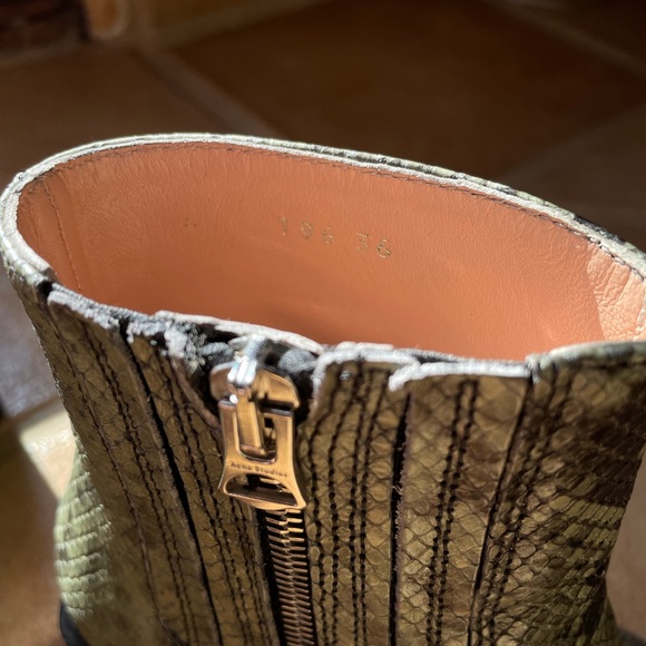 Acne Snake Print Boot in Dusty Green - Picture 4 of 10